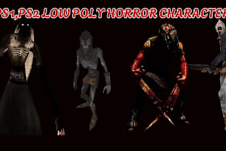 create ps1 ps2 psx low poly horror characters  monster retro game 3d character