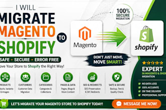 migrate magento website to shopify with SEO products and data migration
