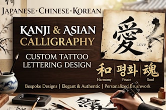 design japanese chinese korean kanji and asian calligraphy tattoo lettering