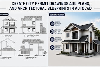 create city permit drawings adu plans, and architectural blueprints in autocad