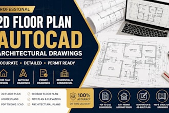create 2d floor plan, autocad floor plan, house plans and architectural d