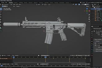 create custom 3d gun model, weapon assets, game ready 3d models and textures
