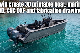 create 3d printable boat, marine cad, cnc dxf and fabrication drawing