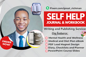 write and design self help ebook, journal, workbook, psychology content, planner