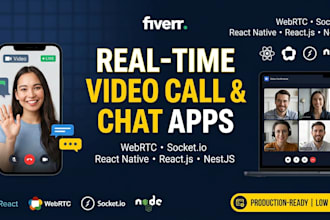 build real time webrtc audio video call app in react native and react js