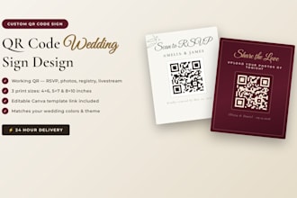 design a qr code wedding sign for rsvp, photo sharing or registry