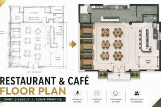 do restaurant, cafe, bakery, coffee shop floor plan and seating layout drawing