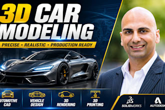 3d car modeling, automotive cad, vehicle design, rendering and 3d printing