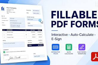 create interactive fillable PDF form with calculation and e signature in 5 hours