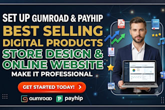 set up gumroad best selling digital products store design payship online website