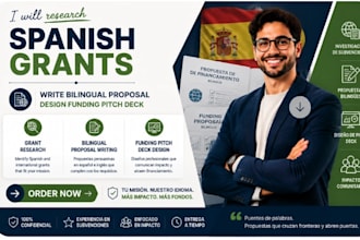 research spanish grants write bilingual proposal design funding pitch deck