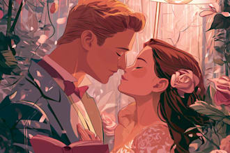 do romantic book cover illustration that tells your story