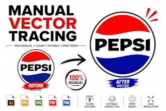 manually vector trace your logo jpg or png into clean vector