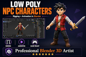 create low poly game npc characters with rigging and animation in blender