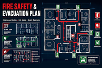 design fire exit and emergency evacuation plans, maps, and diagrams