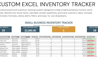a custom excel inventory and reorder tracking system