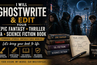 ghostwrite and edit your epic fantasy stories thriller ya science fiction book