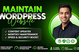 maintain, secure and optimize your wordpress website monthly