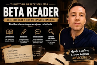 read your manuscript in alpha or beta and comment on it in spanish