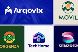 do a modern flat company logo design with home letter minimalist style