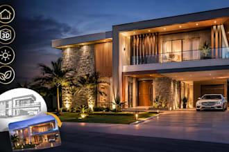 render modern minimalist luxury villa exterior designs