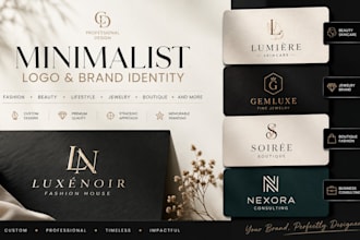 design beauty fashion logo, brand identity, branding kit and brand guide