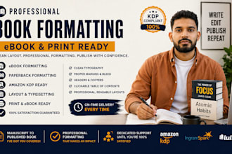 do book formatting, book layout design and typesetting for print and ebook