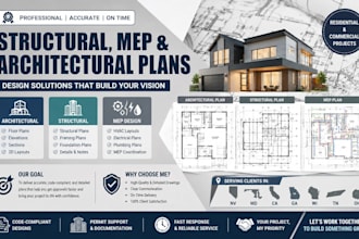 design structural, mep and architectural plan in nevada md ca ga and wi