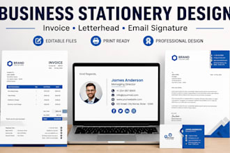 design editable invoice template email signature and word business stationery