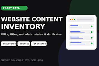 build a website content inventory with urls and metadata