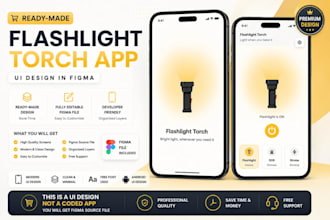 provide a readymade flashlight app UI design in figma