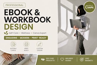 design a professional self care ebook workbook in canva