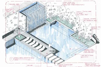 check stamp swimming pool plan and drawing with cad design for city permit