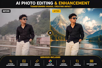 do professional realistic ai photo editing and backgroun