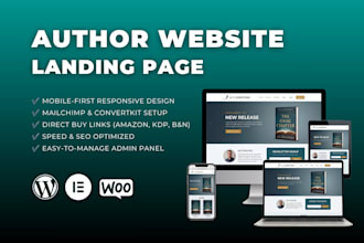 build modern book author website or ebook author website