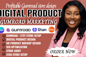 setup gumroad store, gumroad digital products, sales funnel and digital product