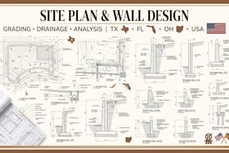 site plan wall design and analysis grading drainage plan in texas florida ohio