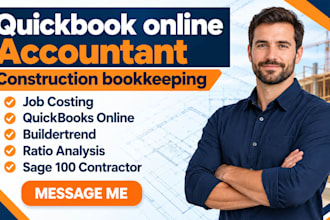 provide contractor bookkeeping on qb bookkeeping cost control and ratio analysis
