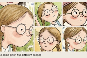 illustrate a consistent character series for your book or brand