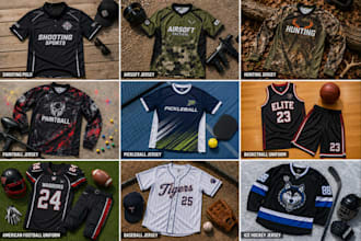 design custom sublimation sportswear, shooting, airsoft, hunting, pickleball