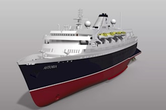 3d ship modeling, boat cruise, cargo, yatch marine vessel stl step 3d printing