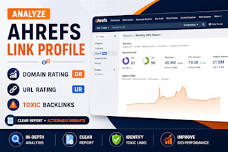 analyze ahrefs link profile, domain rating DR, url rating ur and toxic backlinks