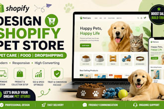 design shopify pet website store ecommerce dropshipping pet care food website