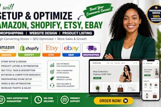 add upload amazon shopify etsy ebay droppshipping website design product listing