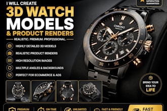 create realistic 3d watch models and product renders