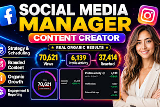 be your social media manager, content creator for social media growth