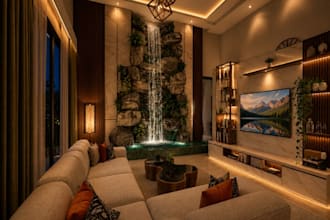 design living room interior with 3d rendering in sketchup