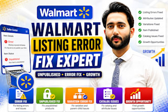 fix walmart listing errors, unpublished products and variations error