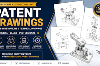 create patent drawings, patent illustrations and technical line drawings