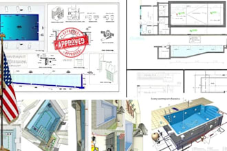 design a professional swimming pool plan, layout and 3d design